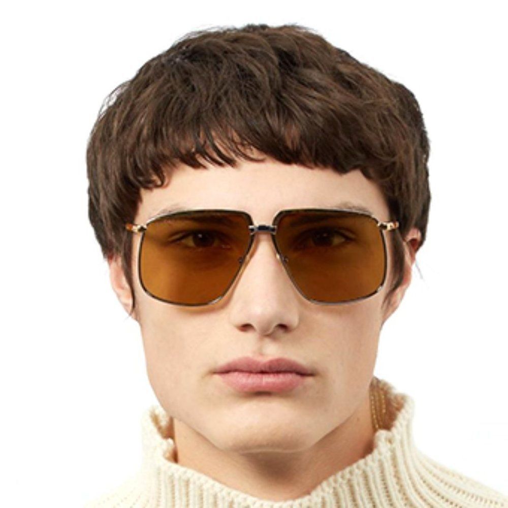 💯 NEW GUCCI GG0365S 002 GOLD BROWN UNISEX SUNGLASSES - Picture 2 of 12